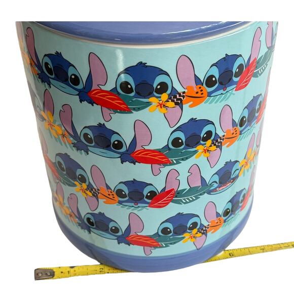 Disney Lilo & Stitch Aloha COOKIE JAR Large Canister & Lid Blue Silver Buffalo - Picture 7 of 8